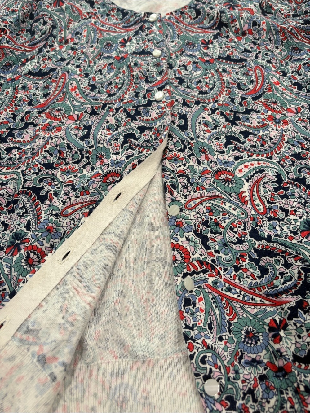 Talbots Cotton Paisley Cardigan, Size L, NWT - Picture 9 of 11
